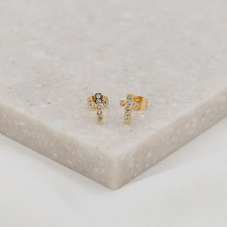 Petite Cross CZ Post Earrings