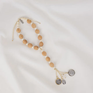 Door Hanger Light Wood & White Wood Beads