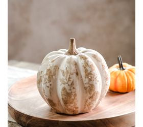 Harvest Floral Cream Pumpkin Decor