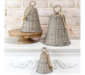 Set of 3 Holiday Woven Willow Bell Set