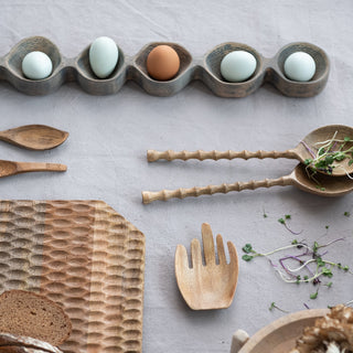 Mango Wood Salad Servers w/ Carved Handles