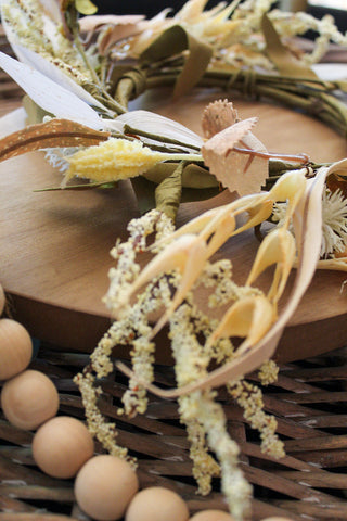 Cream Heather & Wheat Candle Ring -12"