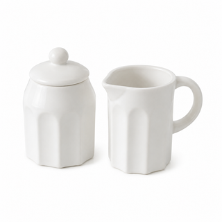 Sculpeted Wide Fluted Sugar and Cream Set