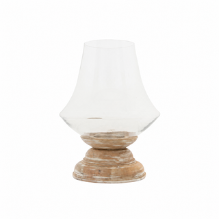 Round Glass & Mango Whitewash Hurricane