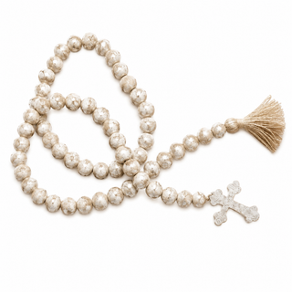 Silver Foil Farmhouse Beads With Cross