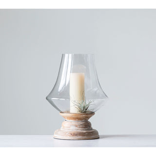 Round Glass & Mango Whitewash Hurricane