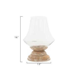 Round Glass & Mango Whitewash Hurricane