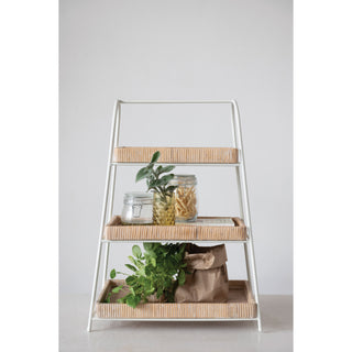 Decorative Metal, Wood, & Bamboo 3 Tier Tray