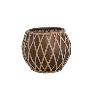 Glass & Rattan Votive Holder