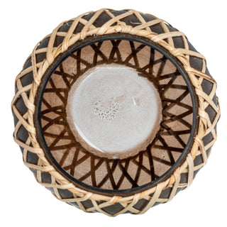 Glass & Rattan Votive Holder