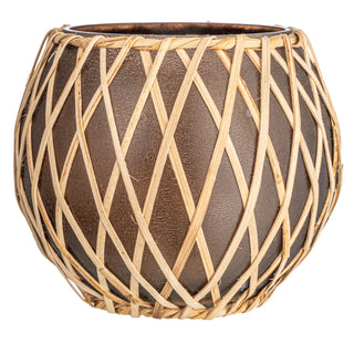 Glass & Rattan Votive Holder