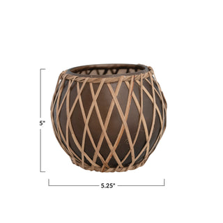 Glass & Rattan Votive Holder