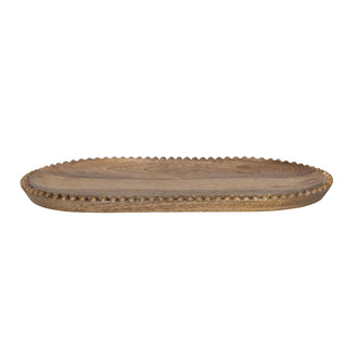 Hand Carved Mango Wood Tray w Beads