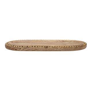 Hand Carved Mango Wood Tray w Beads