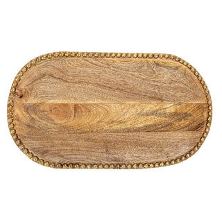 Hand Carved Mango Wood Tray w Beads