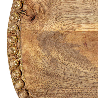 Hand Carved Mango Wood Tray w Beads