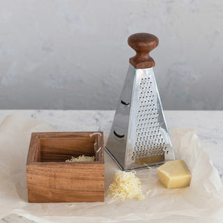 Stainless Steel Grater with Acacia Wood Handle