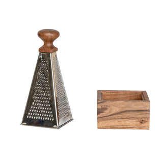 Stainless Steel Grater with Acacia Wood Handle