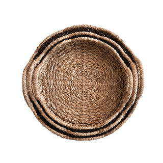 Deco Bankuan & Rattan Tray with Scalloped Edge