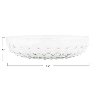 Glass Hobnail Low Bowl - 8"
