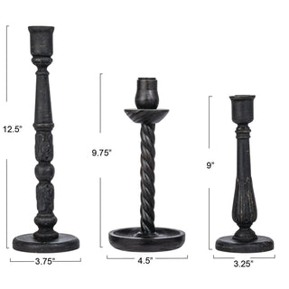 Black Wood Taper Holder-set of 3