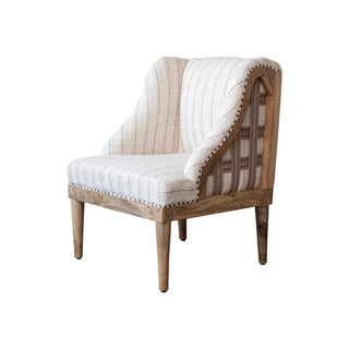 Cotton Striped Chair w/ Mango Wood Legs
