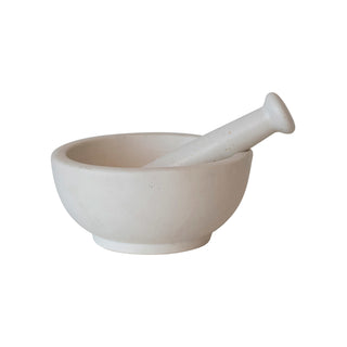 Stoneware Mortar and Pestle- White