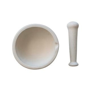 Stoneware Mortar and Pestle- White