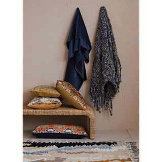 Cotton Velvet Throw w/ Kantha Stitch