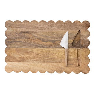 Mango Scalloped Serving Board w/ Stainless Knife