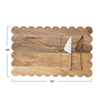 Mango Scalloped Serving Board w/ Stainless Knife