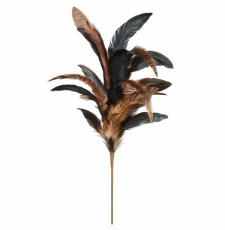 24-inch Highlands decorative feather pick in layered brown and black tones