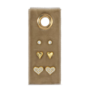 Heart Velvet Stud Set- Gold