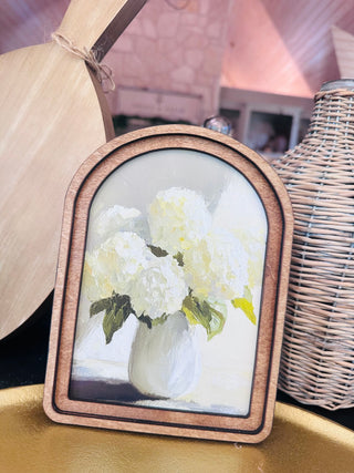Arch Top Hydrangea Vase Framed Art