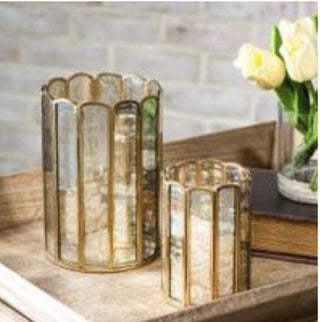 Set of 2 Brass and Glass Displayers