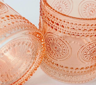 Rose Gold Hobnail Beaded Floral Glass 10 oz. | Set of 6
