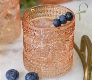 Rose Gold Hobnail Beaded Floral Glass 10 oz. | Set of 6
