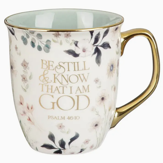 Mug Teal Floral Be Still Ps. 46:10