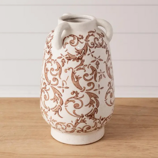 Tan Floral Vase  - Tall