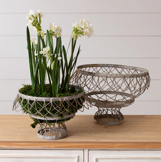 Rustic Metal Urn - Set of 2