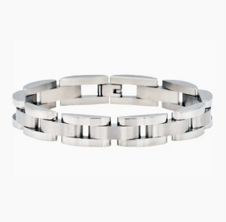 Mens Curved Link Stainless Bracelet 8.5"