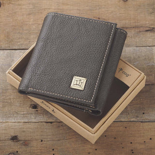 Wallet Leather Brown Crosses Badge