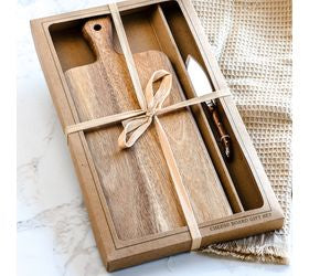 Acacia Cheese Board with Knife Set