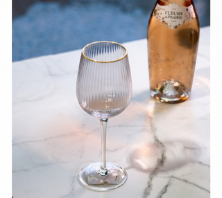 Ribbed Gold Rim Wine Glass