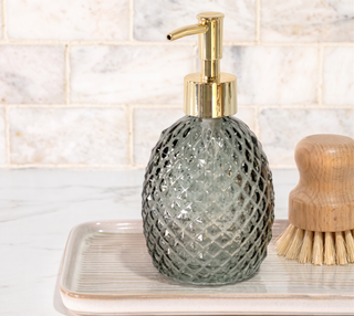 Diamond Cut Glass Soap Dispenser