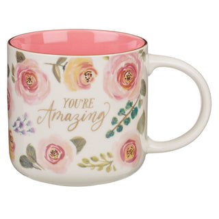 Mug Pink Floral You're Amazing